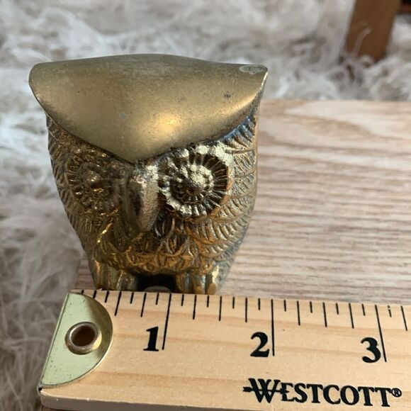 Vintage MCM Style Set Of 3 Brass Owls Figures Made In Korea - Picture 10 of 17